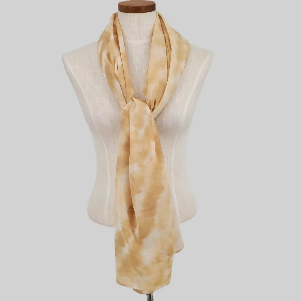 Colleen Lopez Tie Dye Lightweight Sheer Scarf‎ Shawl Wrap Beige Cream One Size